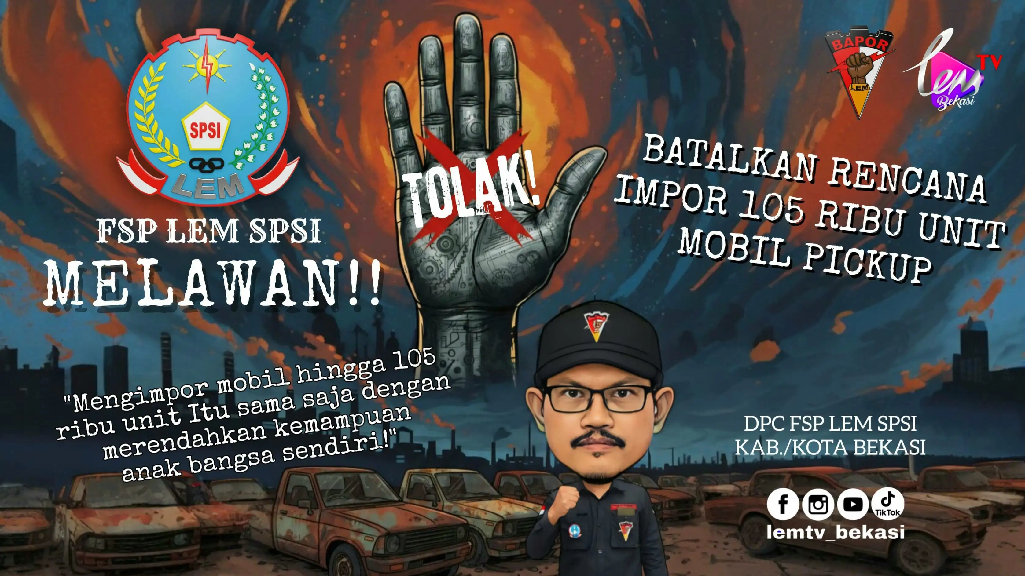 HADI MARYONO, S.H. Desak Pemerintah Kaji Ulang Rencana Impor 105 Ribu Pikap PT Agrinas, Jangan Korbankan Industri dan Pekerja Nasional